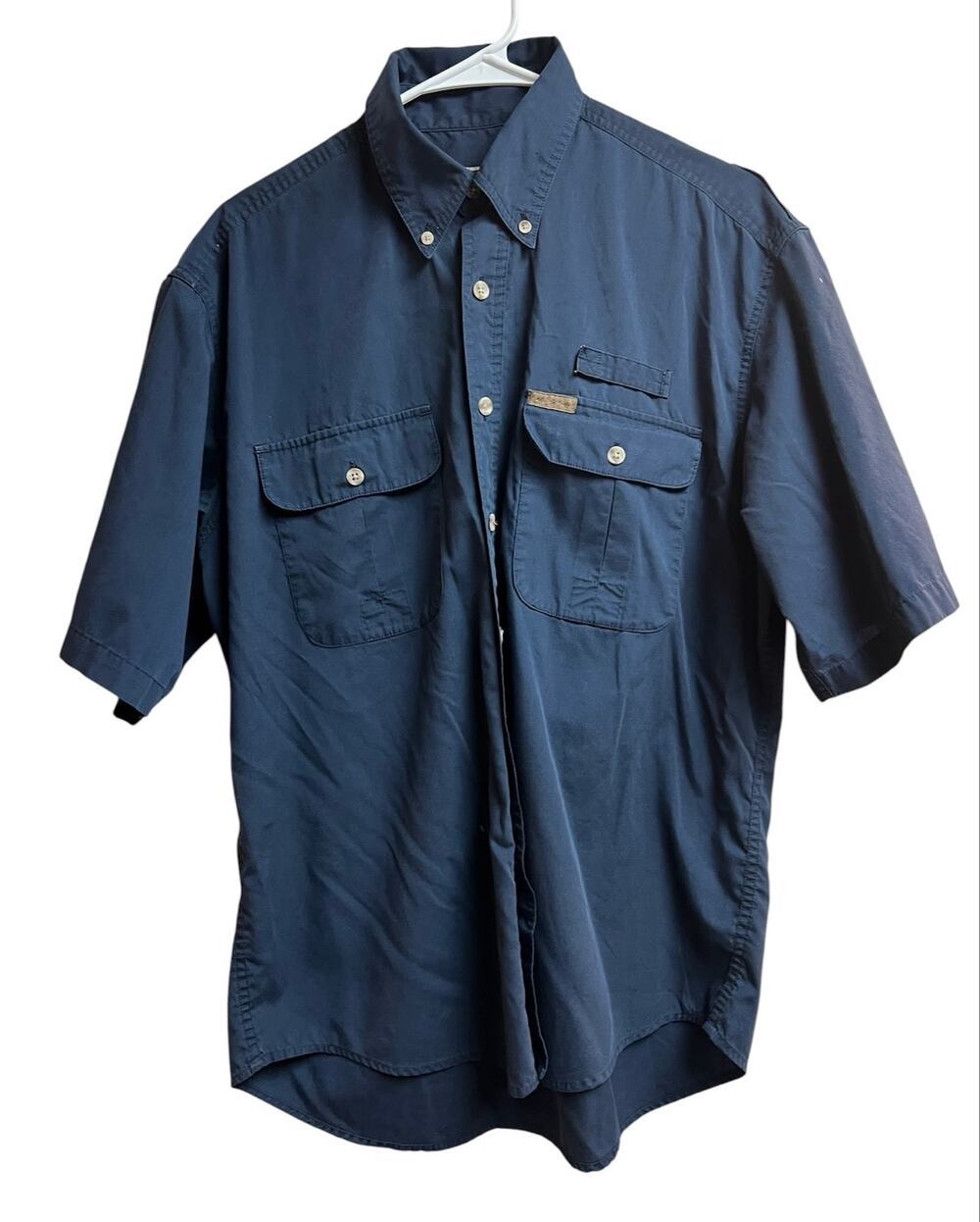 Teton By Woolrich Outdoor Button-Down Men's Shirt Navy Blue Medium